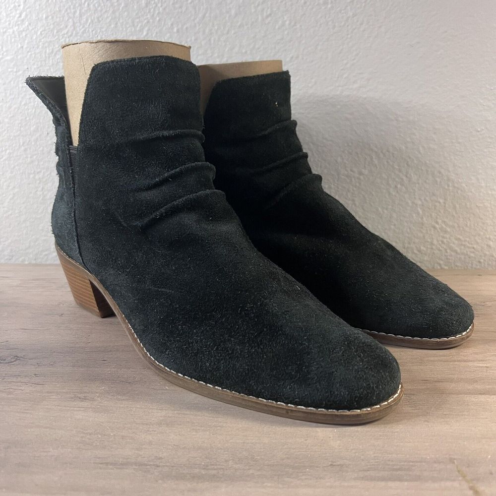 Cole Haan Alayna Black Suede Slouchy Slip On Comfort Ankle‎ Boots Size 10.5B